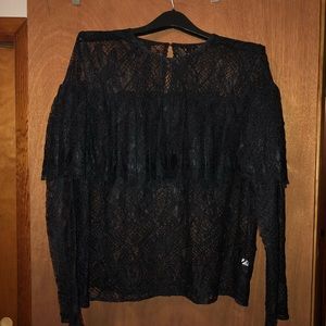 NWOT Sheer Black Lace Long Sleeve Shirt